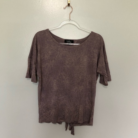 Lulus Mineral Wash Tie Back T-Shirt Purple Small - Picture 1 of 6